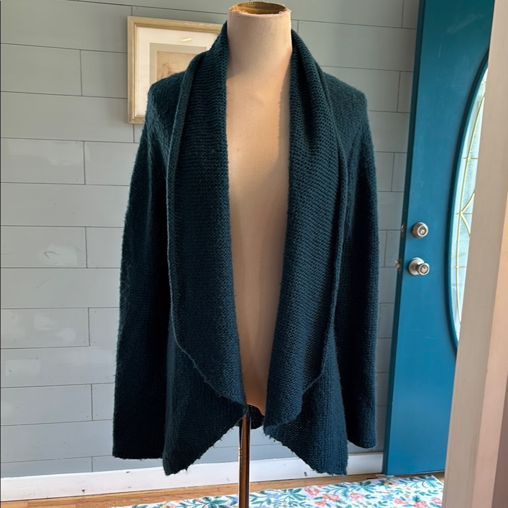 Wooden Ships Teal open Front Sweater - Picture 1 of 5